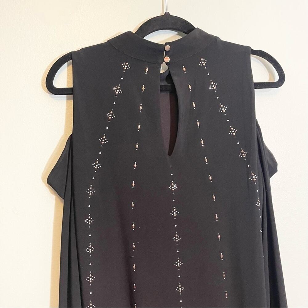 WhiteHouse BlackMarket‎ Cold-Shoulder Black Knit Shift Dress Size Large - Picture 14 of 16